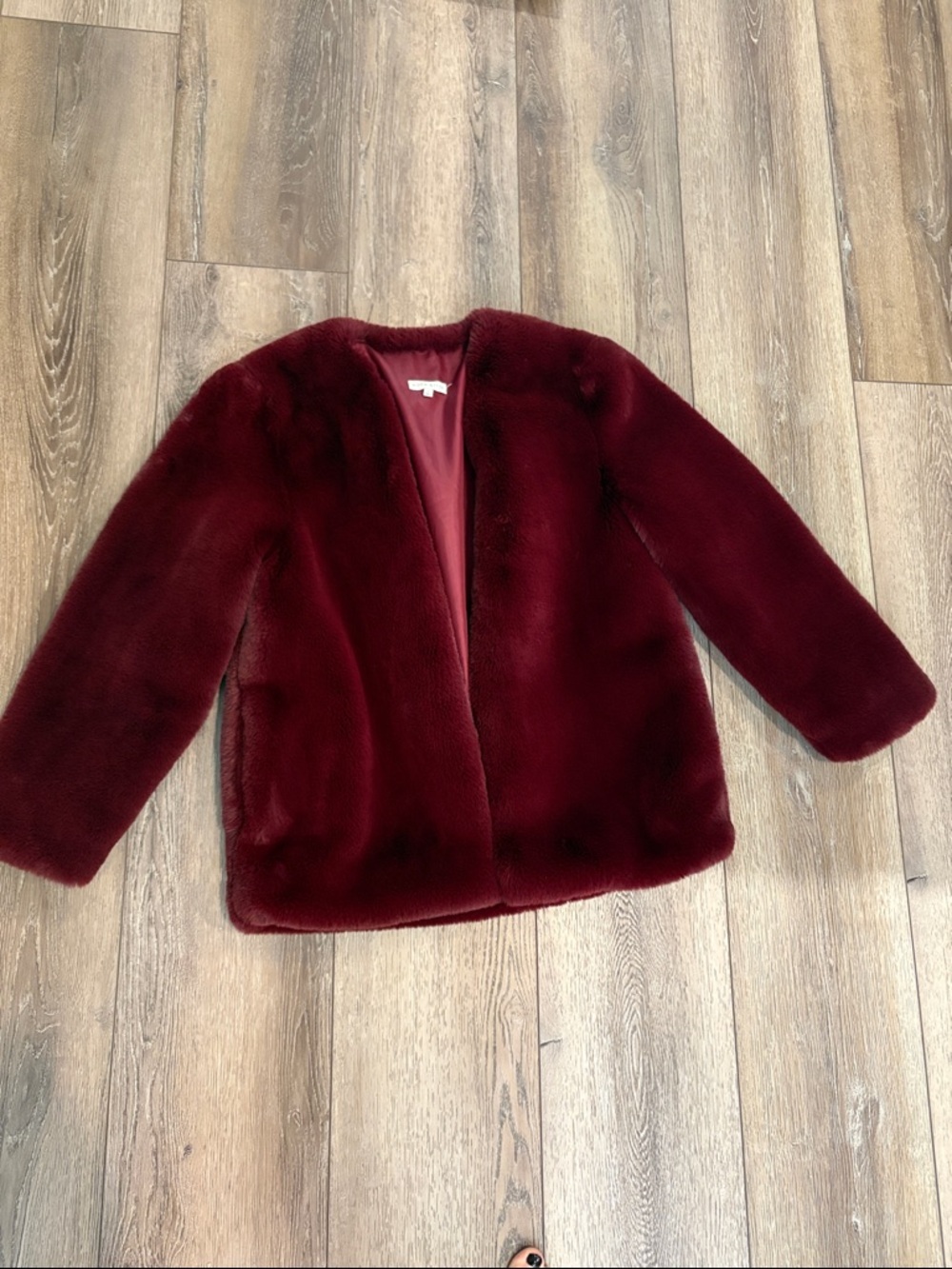 Moon River Burgundy Faux Fur Coat